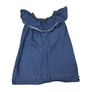 Crewcuts Girls Blue Chambray Size 7 Ruffle Top Dress